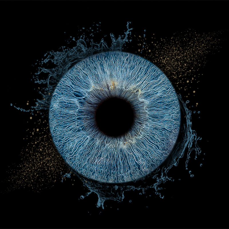 photo d'iris bleu avec effet galaxy